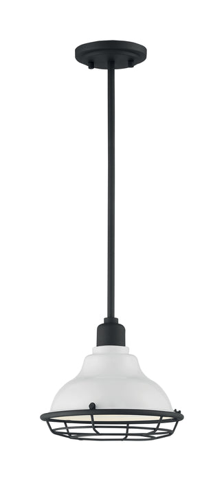 Newbridge One Light Pendant in Gloss White / Black Accents