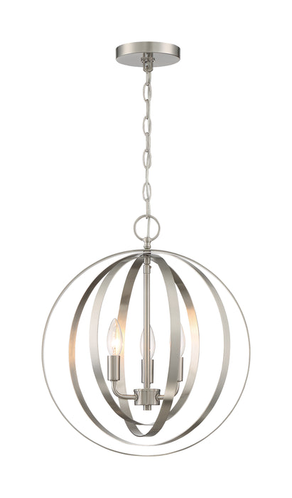 Pendleton Three Light Pendant in Brushed Nickel