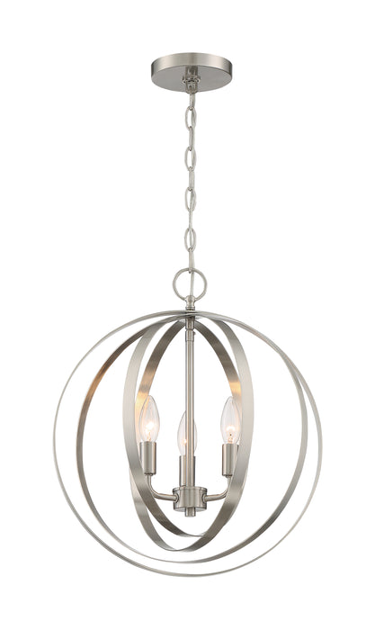 Pendleton Three Light Pendant in Brushed Nickel