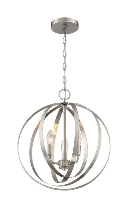 Pendleton Three Light Pendant in Brushed Nickel