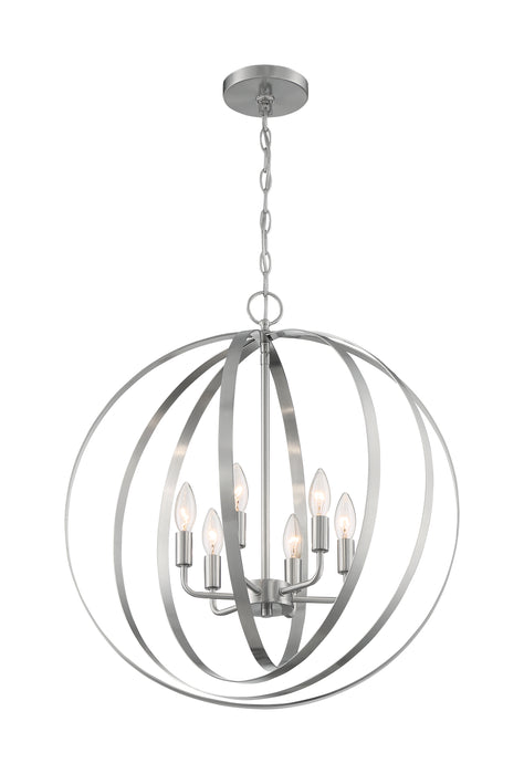 Pendleton Six Light Pendant in Brushed Nickel