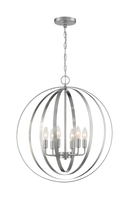 Pendleton Six Light Pendant in Brushed Nickel