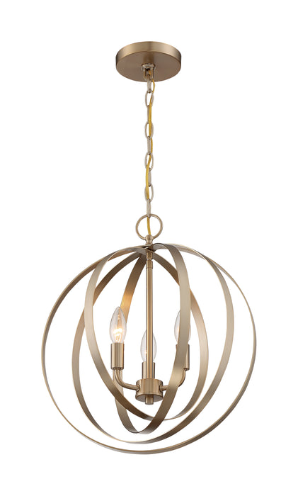 Pendleton Three Light Pendant in Burnished Brass