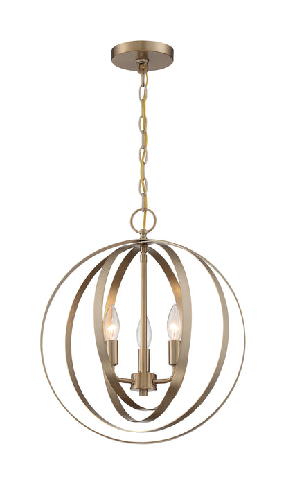 Pendleton Three Light Pendant in Burnished Brass