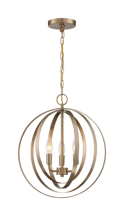 Pendleton Three Light Pendant in Burnished Brass