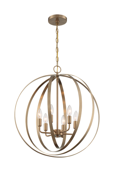 Pendleton Six Light Pendant in Burnished Brass