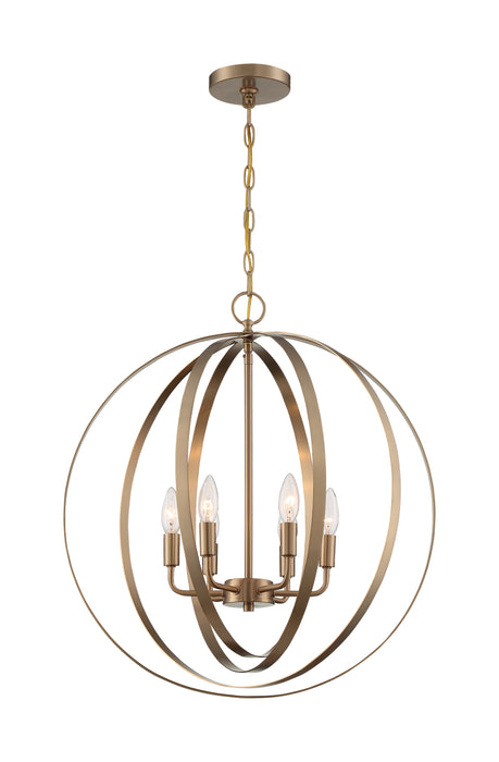 Pendleton Six Light Pendant in Burnished Brass