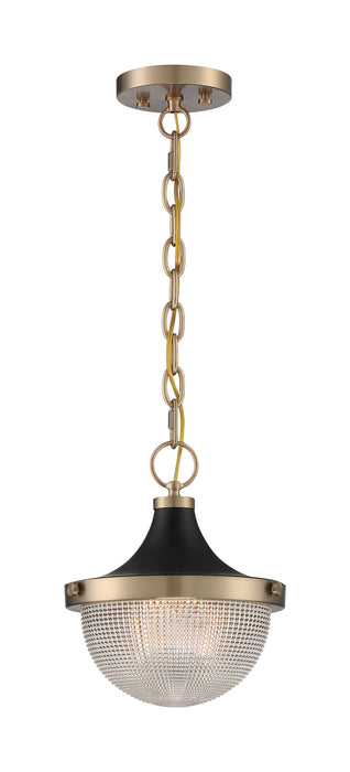 Faro One Light Pendant in Burnished Brass / Black Accents