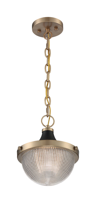 Faro One Light Pendant in Burnished Brass / Black Accents