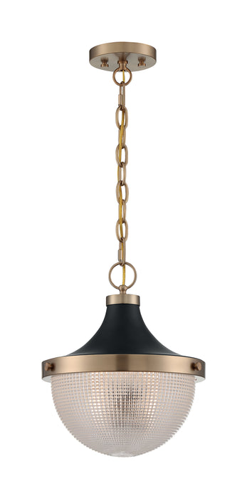 Faro One Light Pendant in Burnished Brass / Black Accents