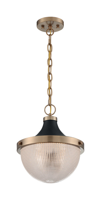 Faro One Light Pendant in Burnished Brass / Black Accents