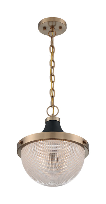 Faro One Light Pendant in Burnished Brass / Black Accents