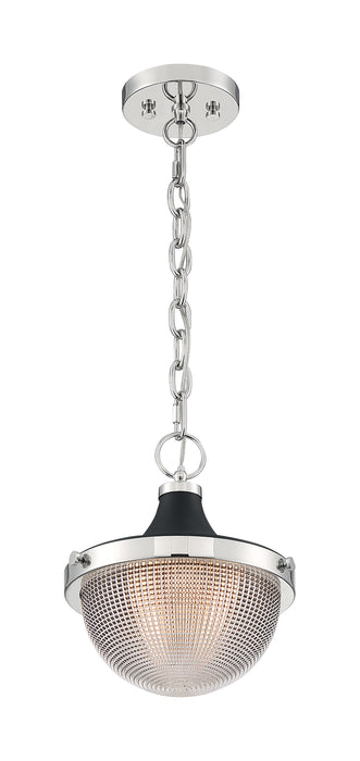 Faro One Light Pendant in Polished Nickel / Black Accents