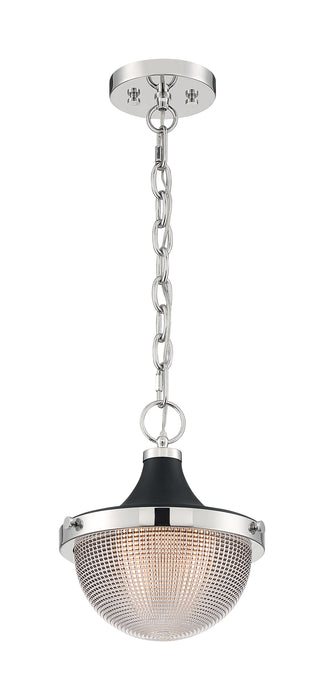 Faro One Light Pendant in Polished Nickel / Black Accents