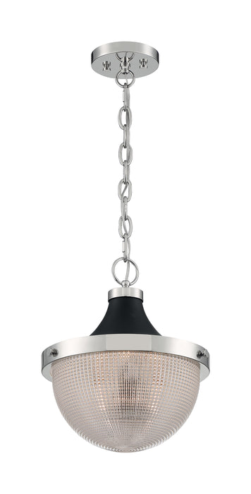 Faro One Light Pendant in Polished Nickel / Black Accents