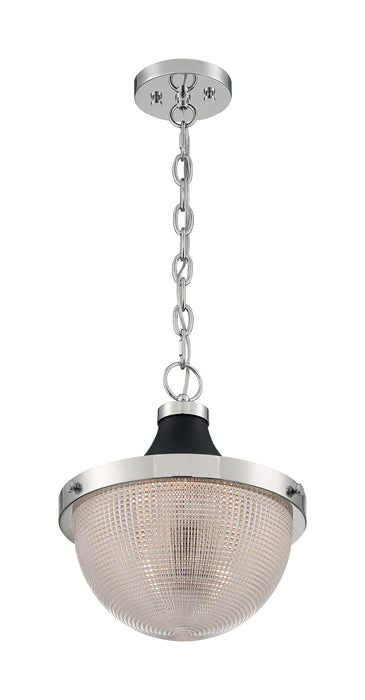 Faro One Light Pendant in Polished Nickel / Black Accents