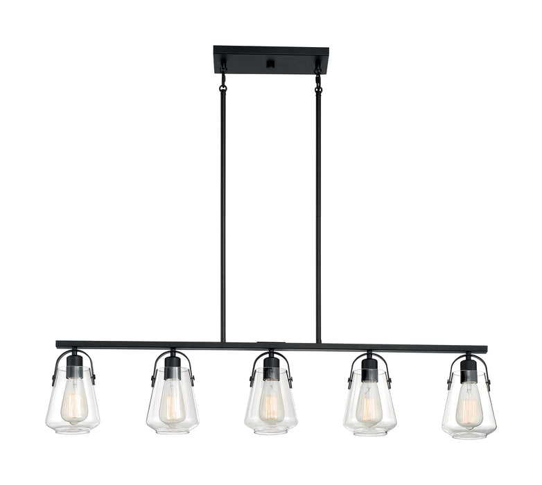 Skybridge Five Light Island Pendant in Matte Black