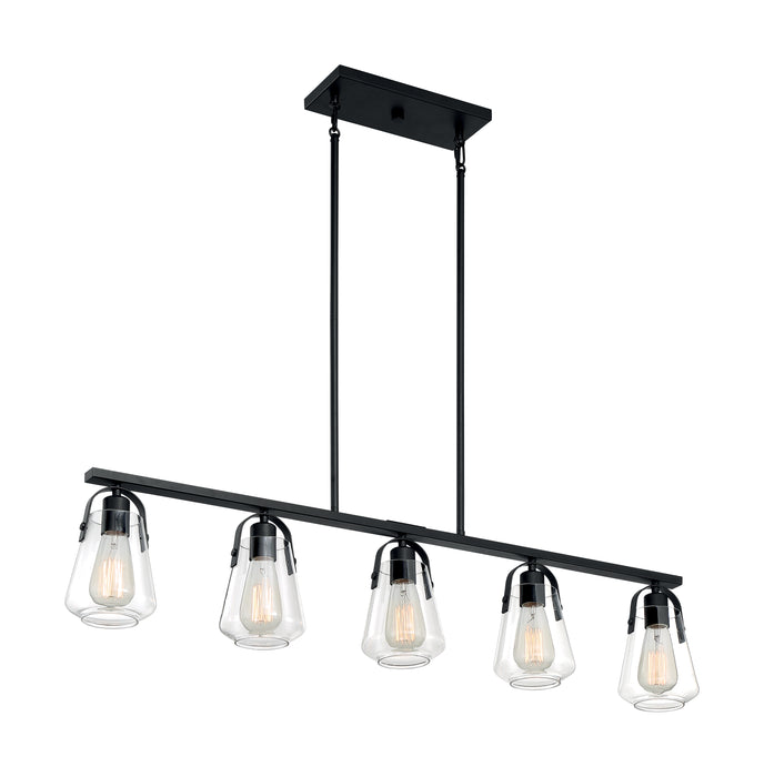 Skybridge Five Light Island Pendant in Matte Black