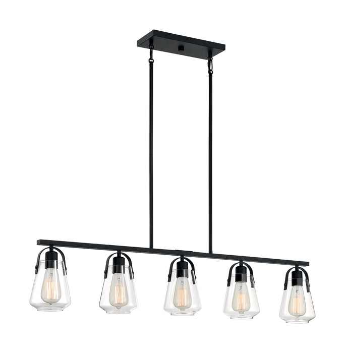 Skybridge Five Light Island Pendant in Matte Black