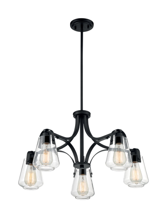 Skybridge Five Light Chandelier in Matte Black