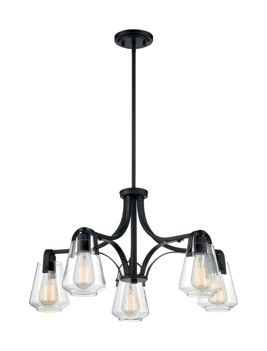 Skybridge Five Light Chandelier in Matte Black