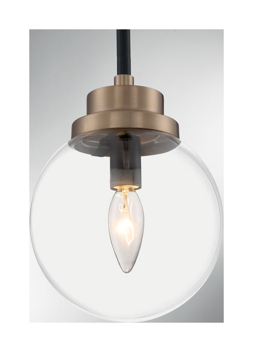 Axis One Light Pendant in Matte Black / Brass Accents