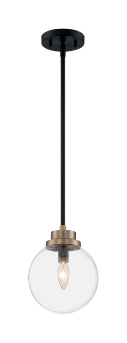 Axis One Light Pendant in Matte Black / Brass Accents