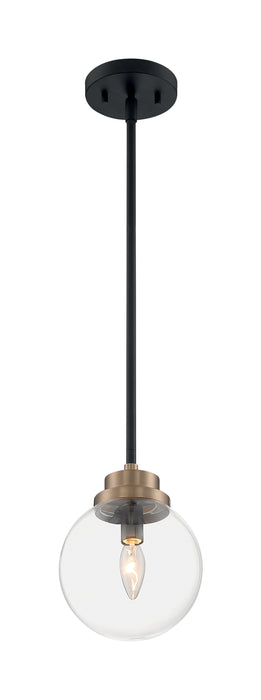 Axis One Light Pendant in Matte Black / Brass Accents