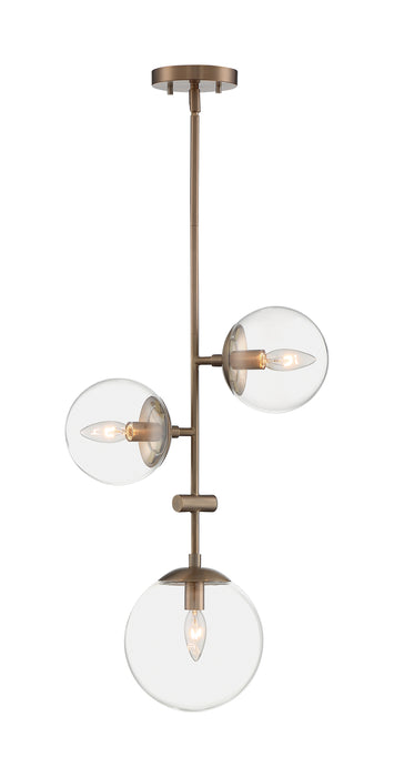 Sky Three Light Pendant in Burnished Brass