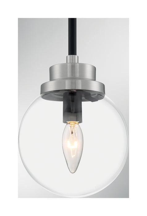 Axis One Light Pendant in Matte Black / Brushed Nickel Accents