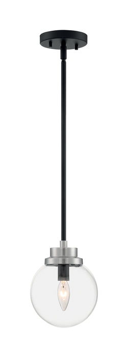 Axis One Light Pendant in Matte Black / Brushed Nickel Accents