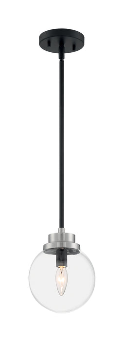 Axis One Light Pendant in Matte Black / Brushed Nickel Accents