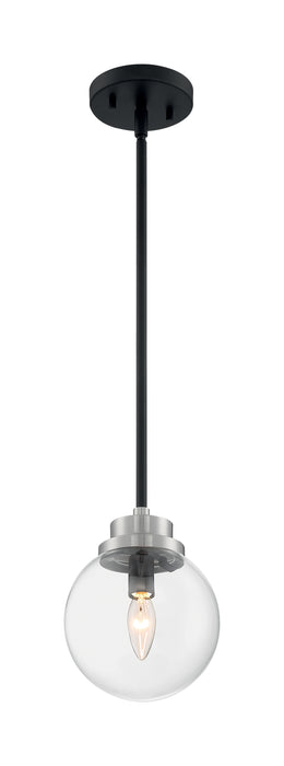 Axis One Light Pendant in Matte Black / Brushed Nickel Accents