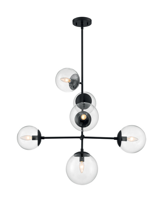 Sky Six Light Pendant in Matte Black