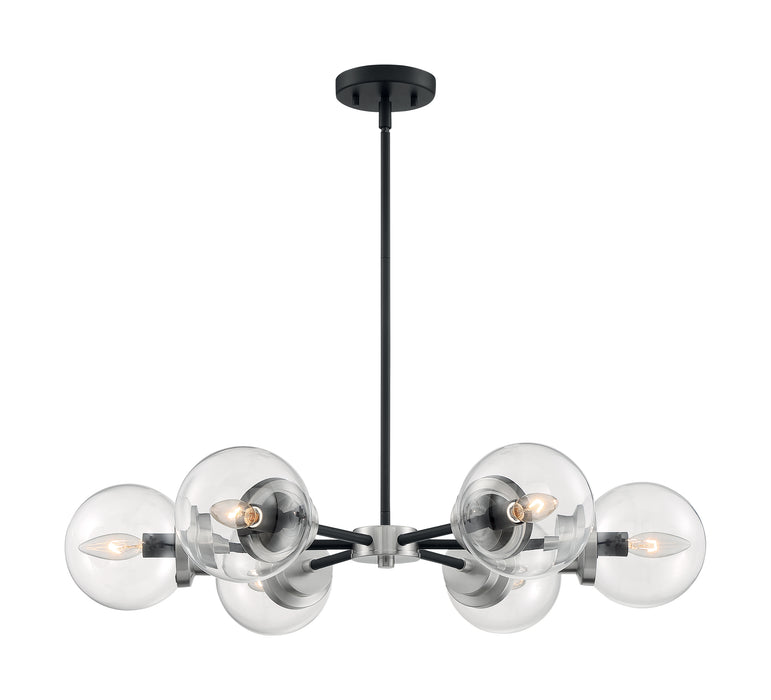 Axis Six Light Chandelier in Matte Black / Brushed Nickel Accents