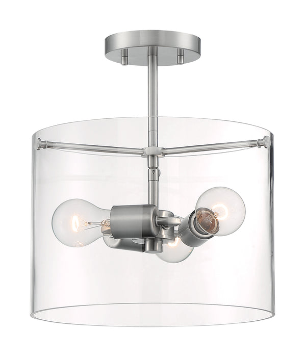 Sommerset Three Light Semi Flush Mount in Brushed Nickel