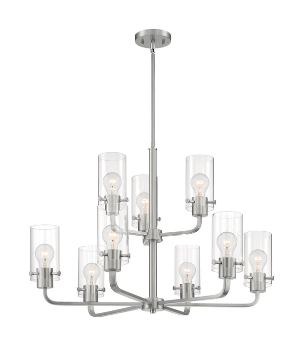 Sommerset Nine Light Chandelier in Brushed Nickel