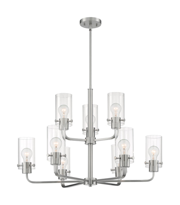 Sommerset Nine Light Chandelier in Brushed Nickel