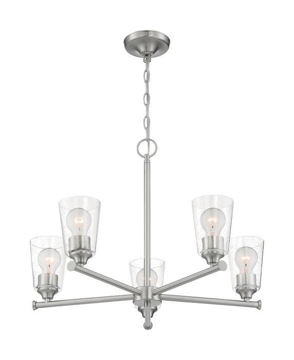 Bransel Five Light Chandelier in Brushed Nickel