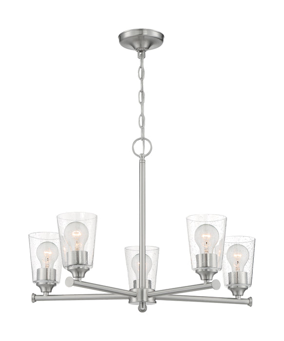 Bransel Five Light Chandelier in Brushed Nickel