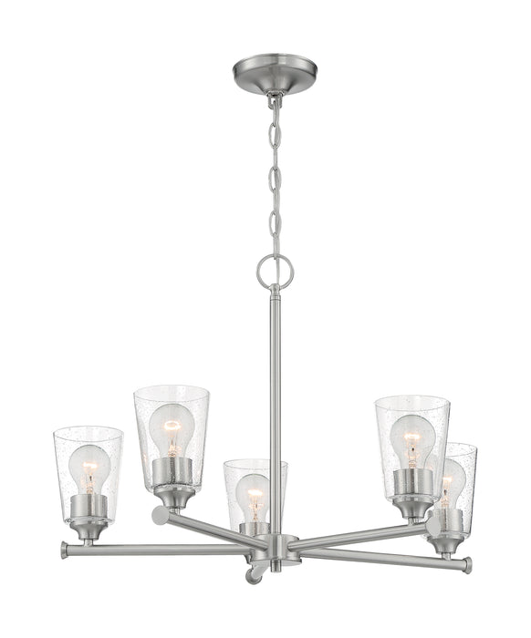 Bransel Five Light Chandelier in Brushed Nickel