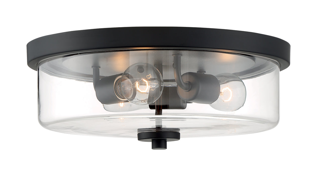 Sommerset Three Light Flush Mount in Matte Black