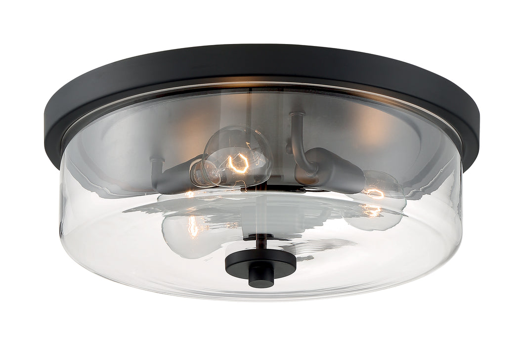 Sommerset Three Light Flush Mount in Matte Black