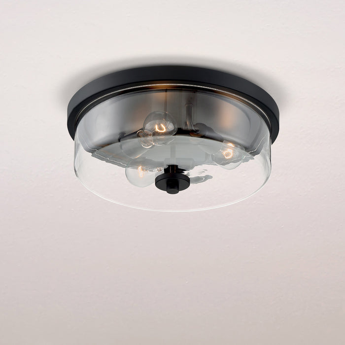 Sommerset Three Light Flush Mount in Matte Black