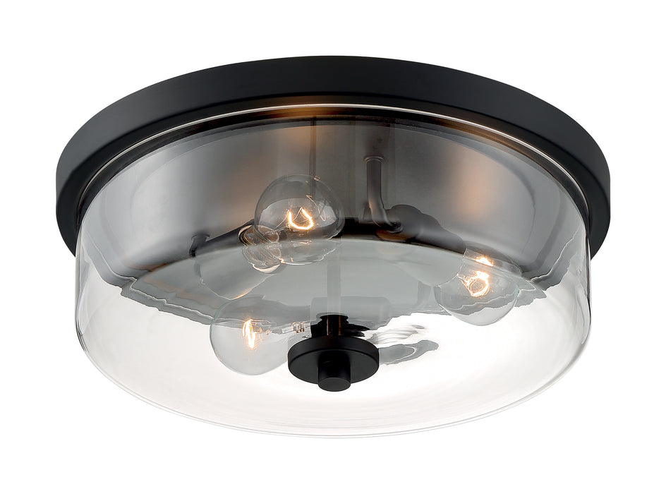 Sommerset Three Light Flush Mount in Matte Black