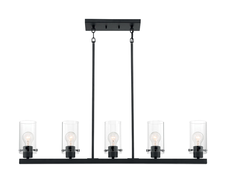 Sommerset Five Light Island Pendant in Matte Black