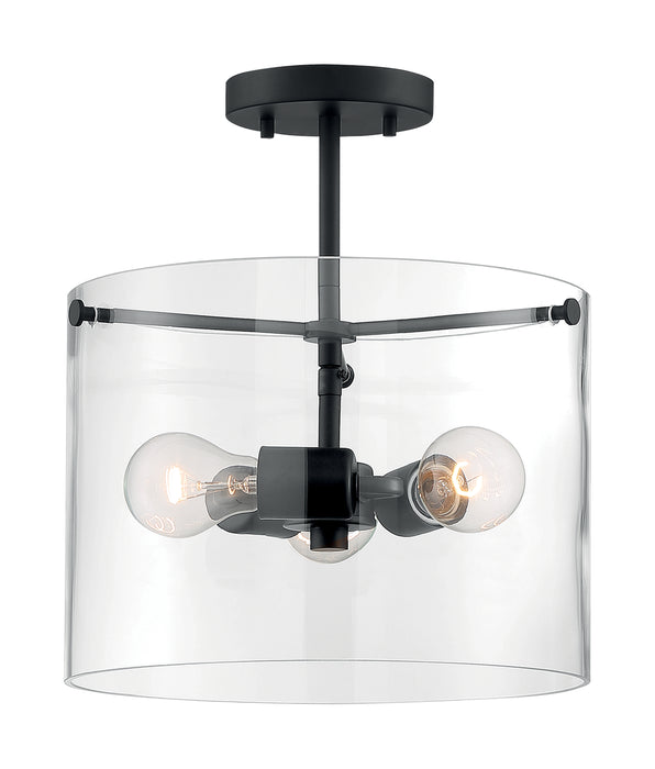 Sommerset Three Light Semi Flush Mount in Matte Black