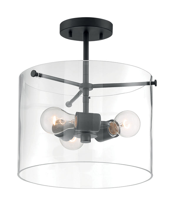 Sommerset Three Light Semi Flush Mount in Matte Black