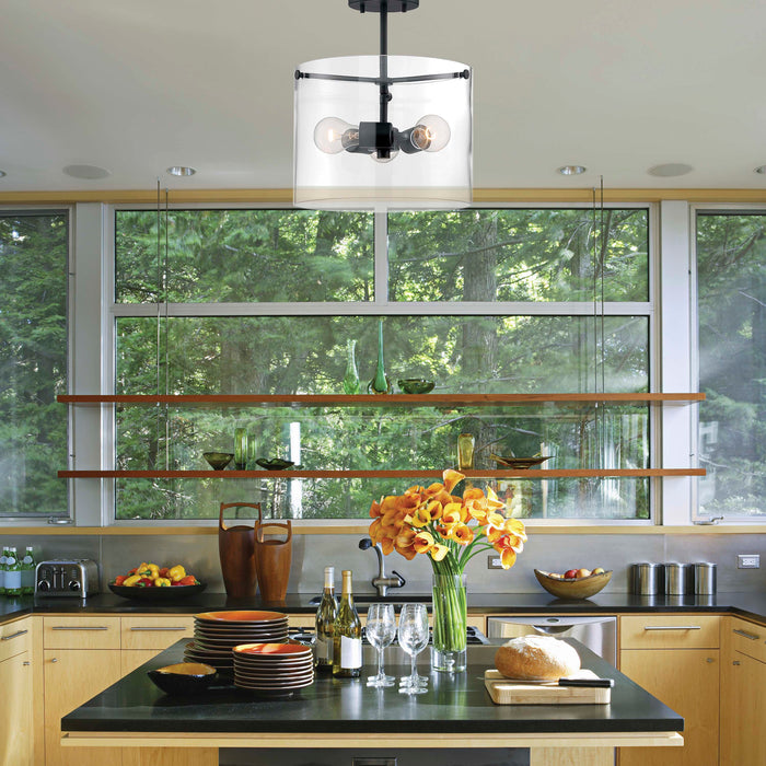 Sommerset Three Light Semi Flush Mount in Matte Black