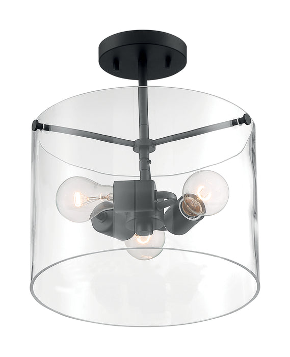 Sommerset Three Light Semi Flush Mount in Matte Black